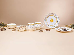 Aparelho de Jantar Natalino Dourado - 6 Peças