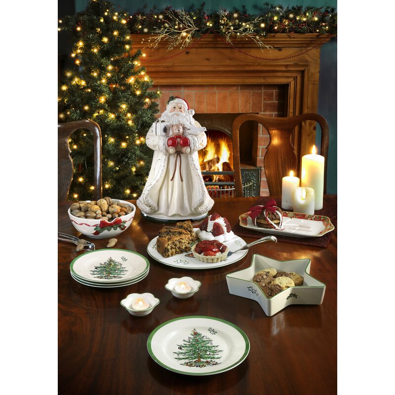 Conjunto Spode Christmas Tree com 12 Peças (4 Pratos de Jantar / 4 Pratos de Sobremesa / 4 Canecas)