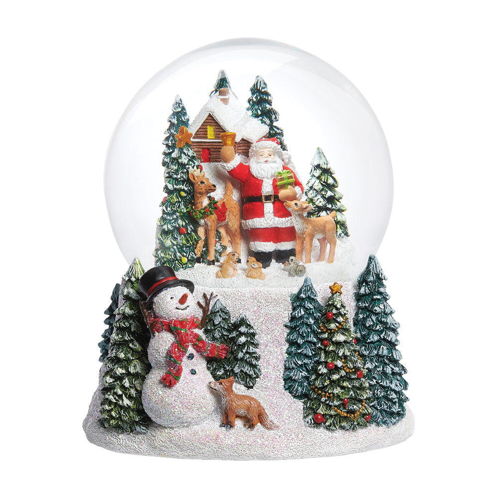 Globo de neve de Papai Noel e animais da floresta